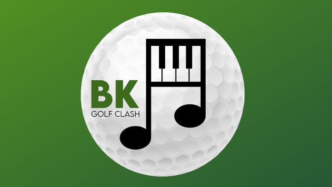 image of the BK golf clash logo with a green background