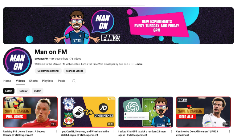 Image of man on football manager youtube channel