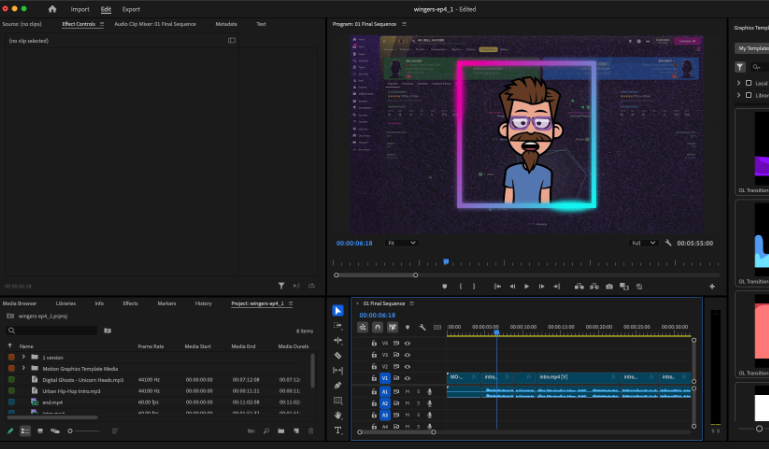 screenshot of adobe premiere pro project