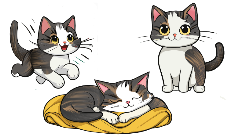 Image of multiple cat illustrations